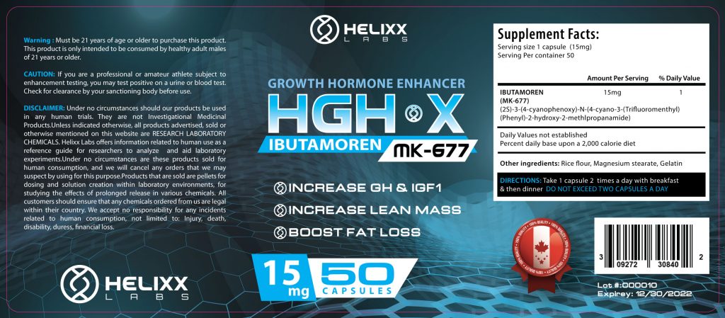 Ibutamoren MK-677 Nutritional Supplement Label