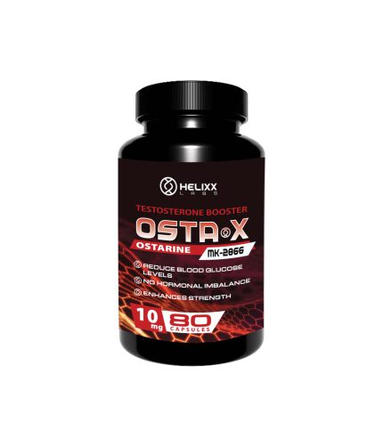 Bottle of Ostarine MK2877 with 80 capsules of 10mg from Helixx Online - Canada's Trusted SARMs Retailer