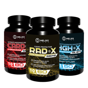 Helixx Fat Burning SARMs Stack that includes: RAD 140, MK 677, and Cardarine sold in Canada